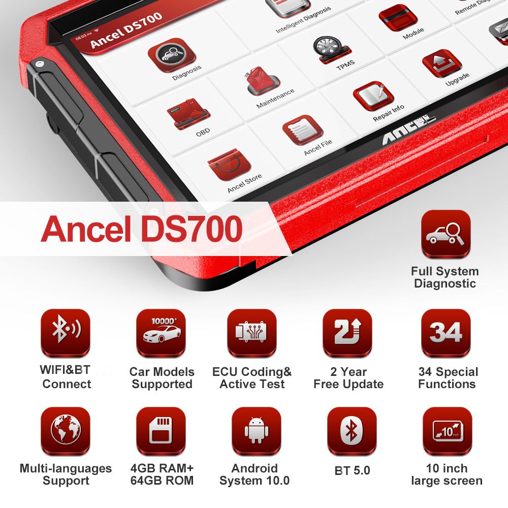 ANCEL DS700 OBD2 Diagnosewerkzeuge Professionelle Full System Bi-Directional Control AF justieren DPF Injector TPMS Automotive Scanner