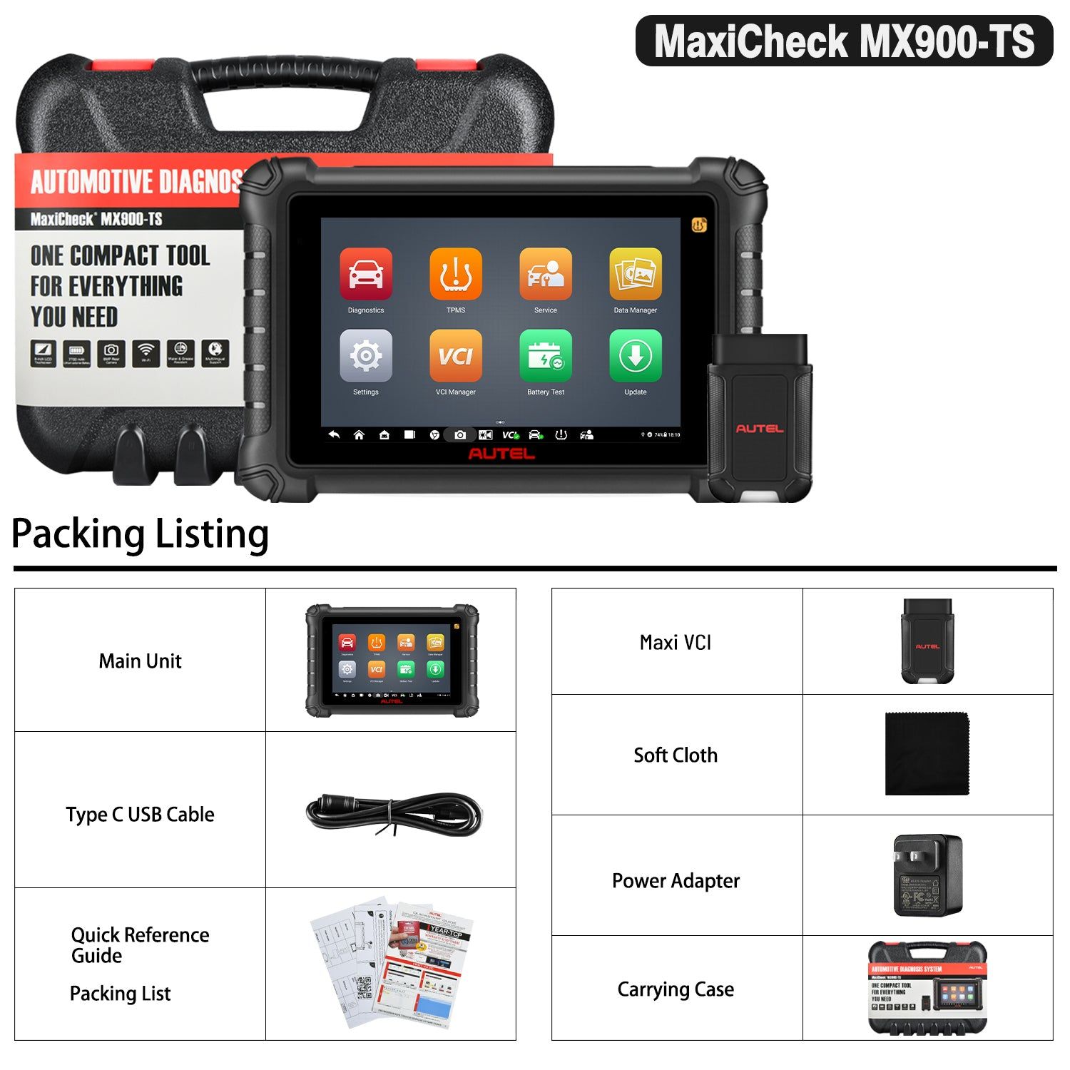 Autel MaxiCheck MX900TS MX900-TS TPMS Diagnostic Scanner Bi-Directional 40+ Services Updated Of MX808TS/MX808STS/MK808TS