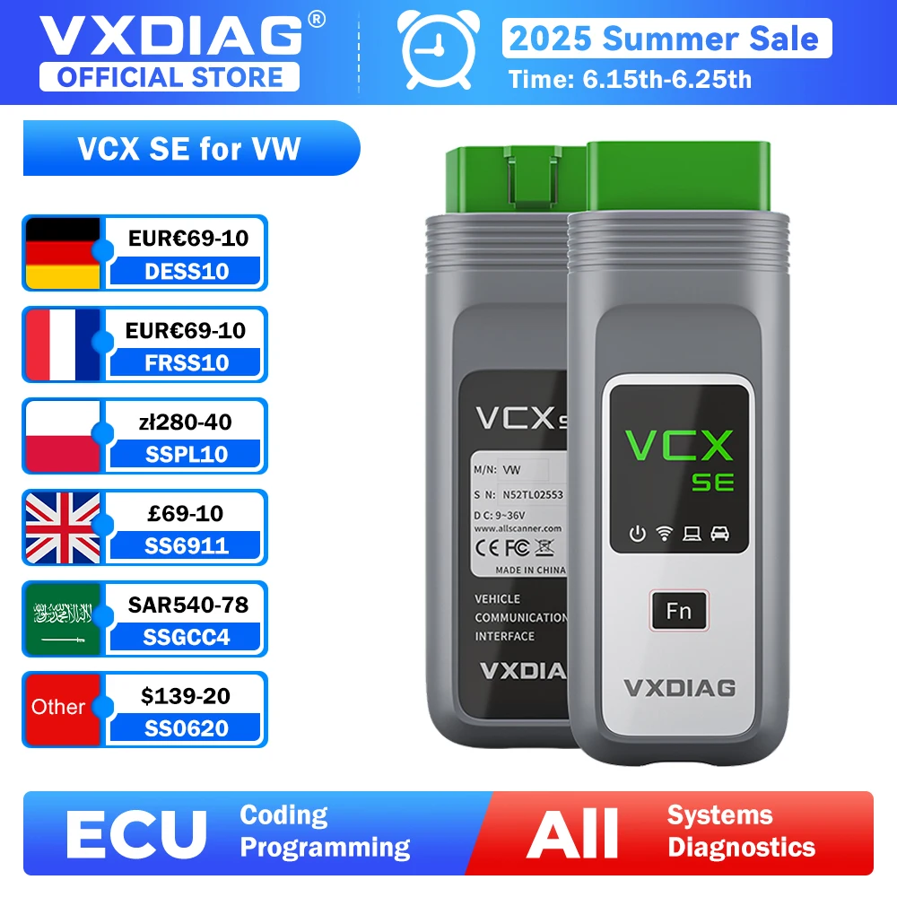 VXDIAG VCX SE for VW Diagnostic Tool Car OBD2 DoIP Scanner All System Diagnosis ECU Coding J2534 Programming for Audi for Skoda