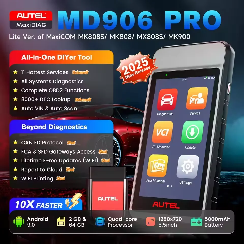 Autel MaxiDiag MD906 Pro Professionelles Scanwerkzeug Verbesserte Mode 6 Diagnostik Alle Systeme AutoScan Unterstützung 11 Servicefunktionen