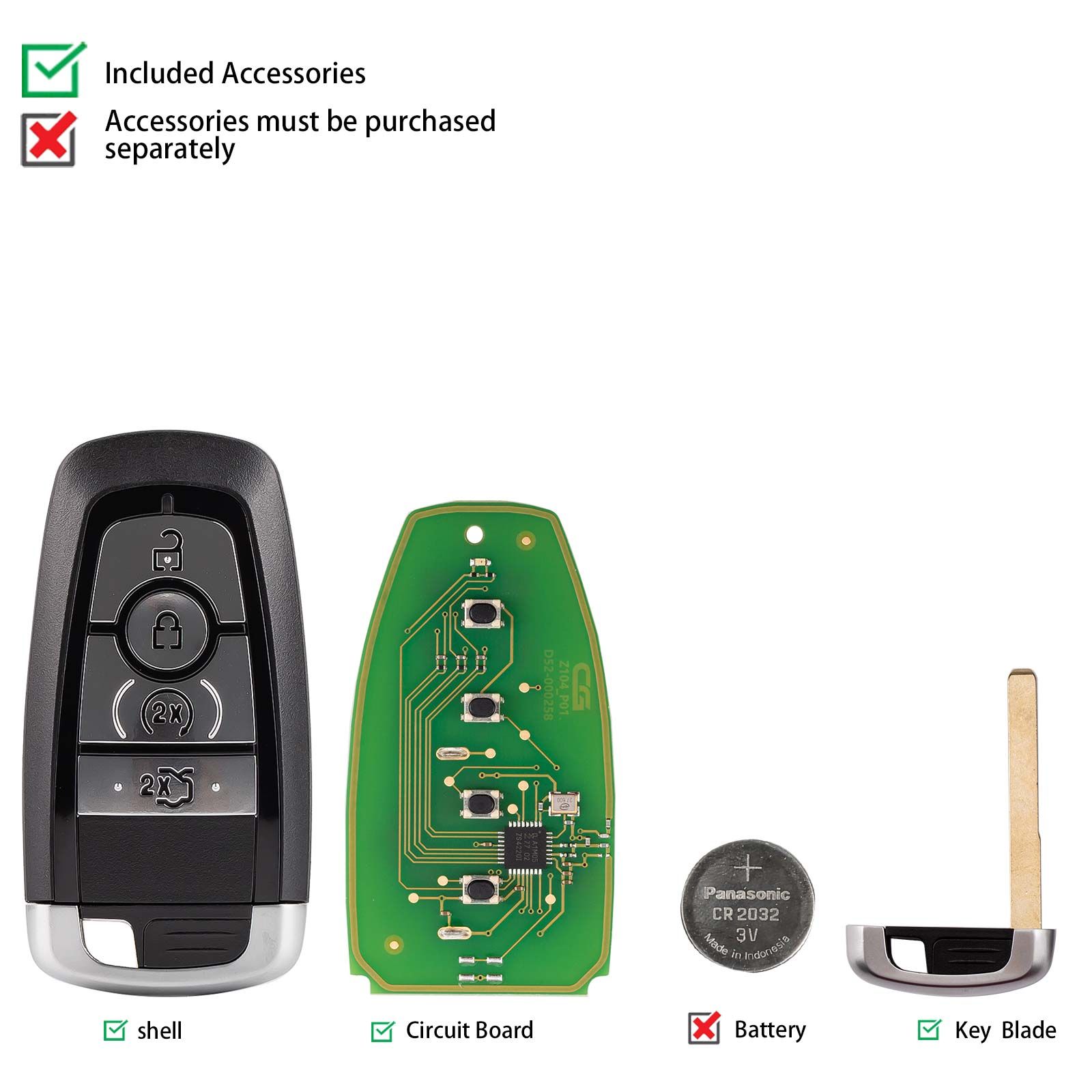 CG ZA21-4 FU.T(17.4-BTN) FOR.D 4 Buttons Smart Remote Used with CGDI K2 Remote Key Programmer 5pcs/lot