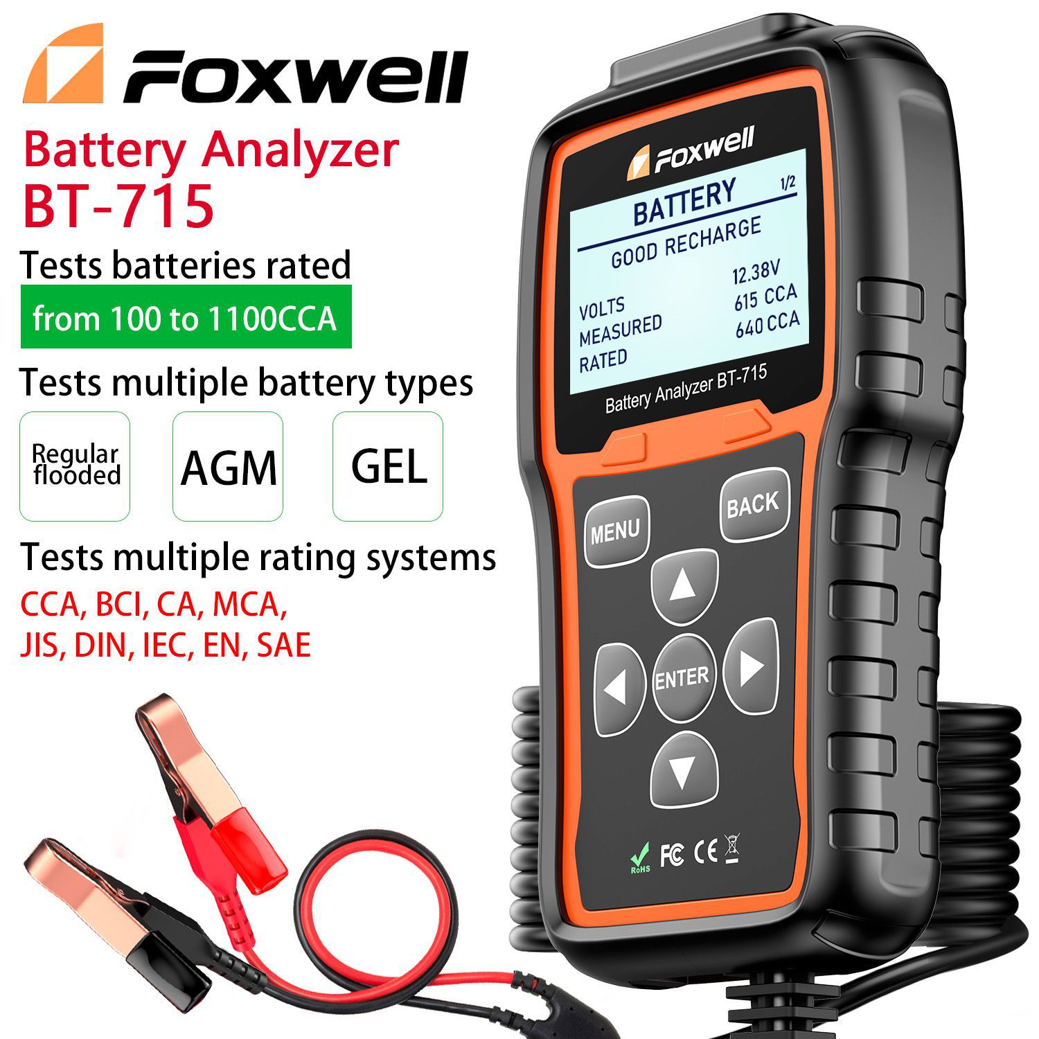 Foxwell BT-715 Battery Analyzer Support Multi-Language Ersatz Foxwell BT-705