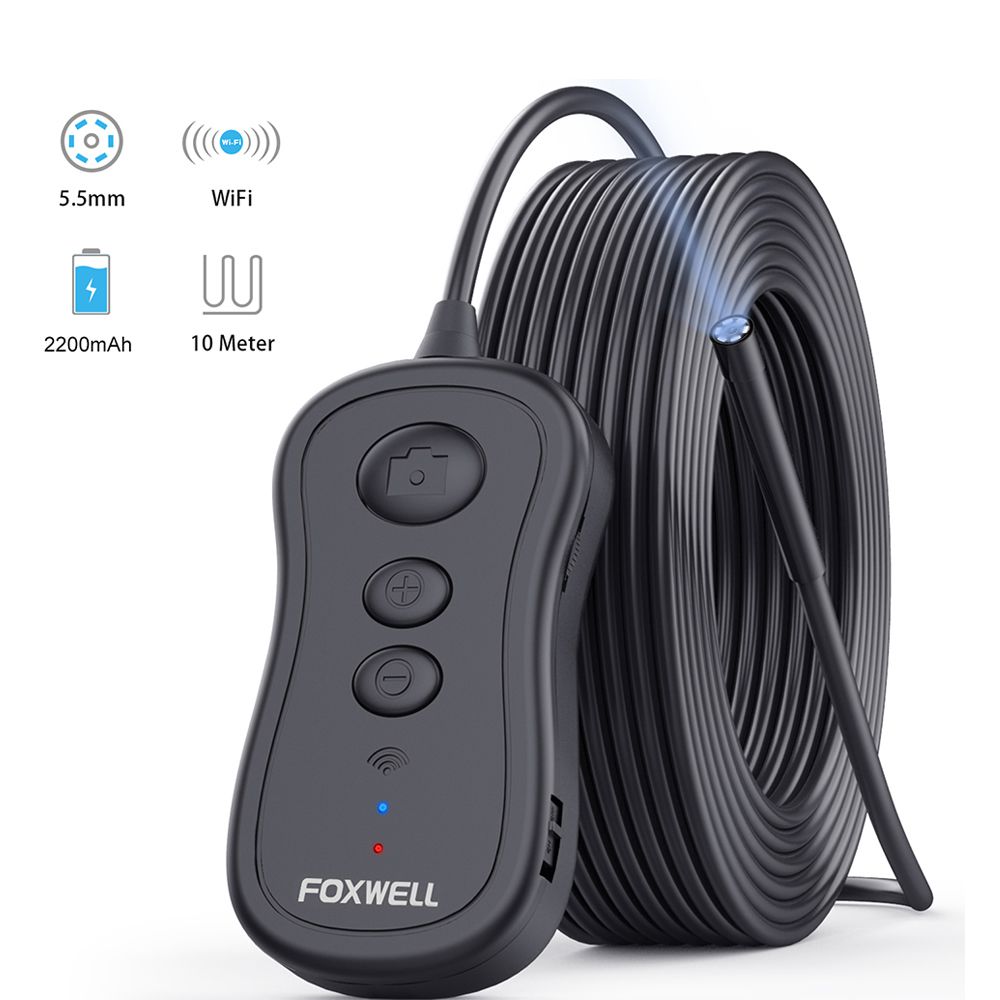 FOXWELL WiFi Endoscope 5.5mm Wireless Borescope Inspection Kamera 1080P HD Waterproof mit Licht für iPhone, Android und Tablet