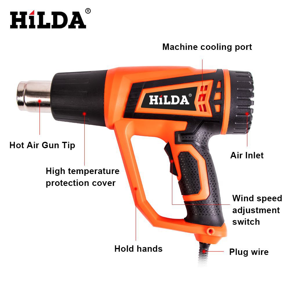 HILDA 2500W Heat Gun mit einstellbaren 2-Temperaturen Advanced Electric Hot Air Gun 220V Power Tool