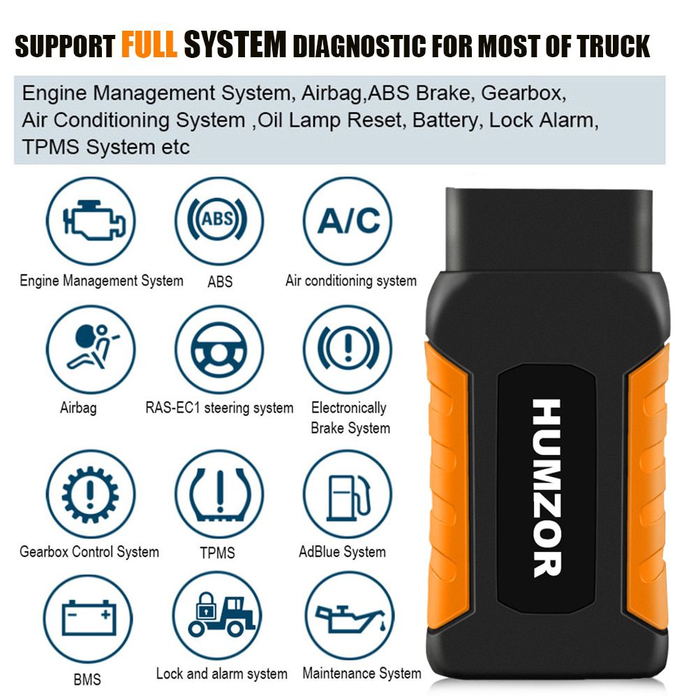 HUMMEZOR ND566 Komplettsystem Truck Diagnostic Tool OBD2 Bluetooth-kompatibler Diesel Truck Scanner