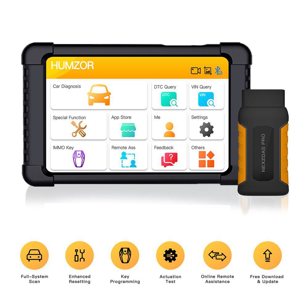 Humzor NexzDAS Pro Perodua Bluetooth 10-Zoll-Tablet-Vollsystem-Autodiagnosetool Professioneller OBD2-Scanner mit IMMO / ABS / EPB / SAS / DPF / Öl-Res