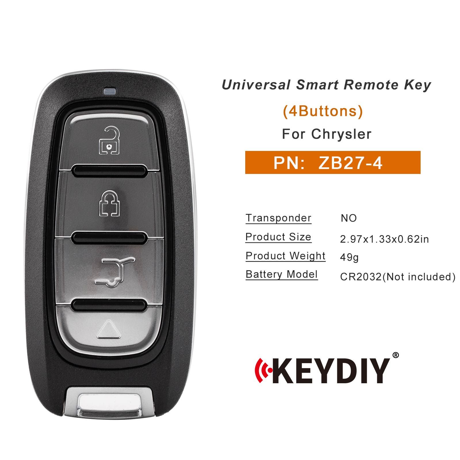 KEYDIY KD ZB27-4 Universal Smart Remote Key 4 Tasten für Chrysler Typ 5pcs/lot