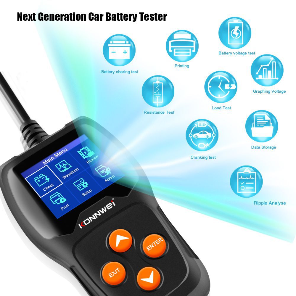 KONNWEI KW600 Car Battery Tester 12V 100 bis 2000CCA 12 Volt Battery Tools für die Auto Quick Cranking Diagnose