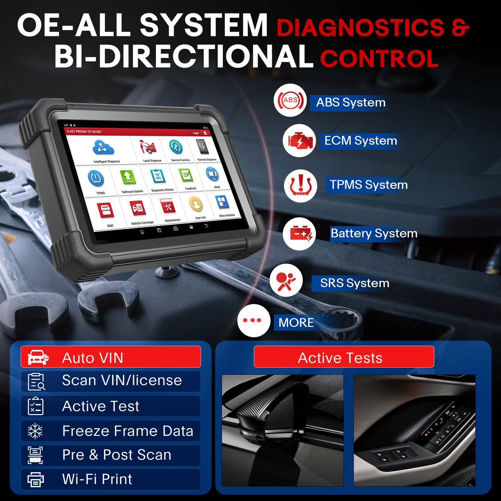 2025 LAUNCH X431 PRO3S+ SmartLink HD for 12V&24V Diesel&Gasoline Support Bi-Directional Scan Tool, ECU Coding, Support CANFD &DOIP, J2534 Programming
