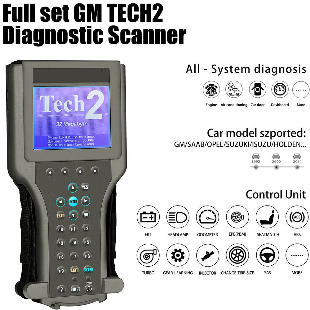 Tech2 Diagnostic Scanner for GM/Saab/Opel/Isuzu/Suzuki/Holden with TIS2000 Software Full Package in Carton Box Free Shipping