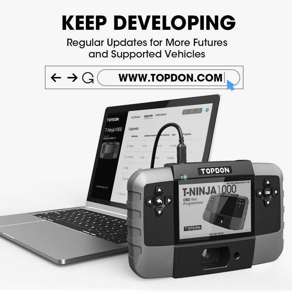 TOPDON T-Ninja 1000 Key Programming Tool für alle Key Lost Professional Immobilizer Lesen Sie Pin Dele Add Key Coding