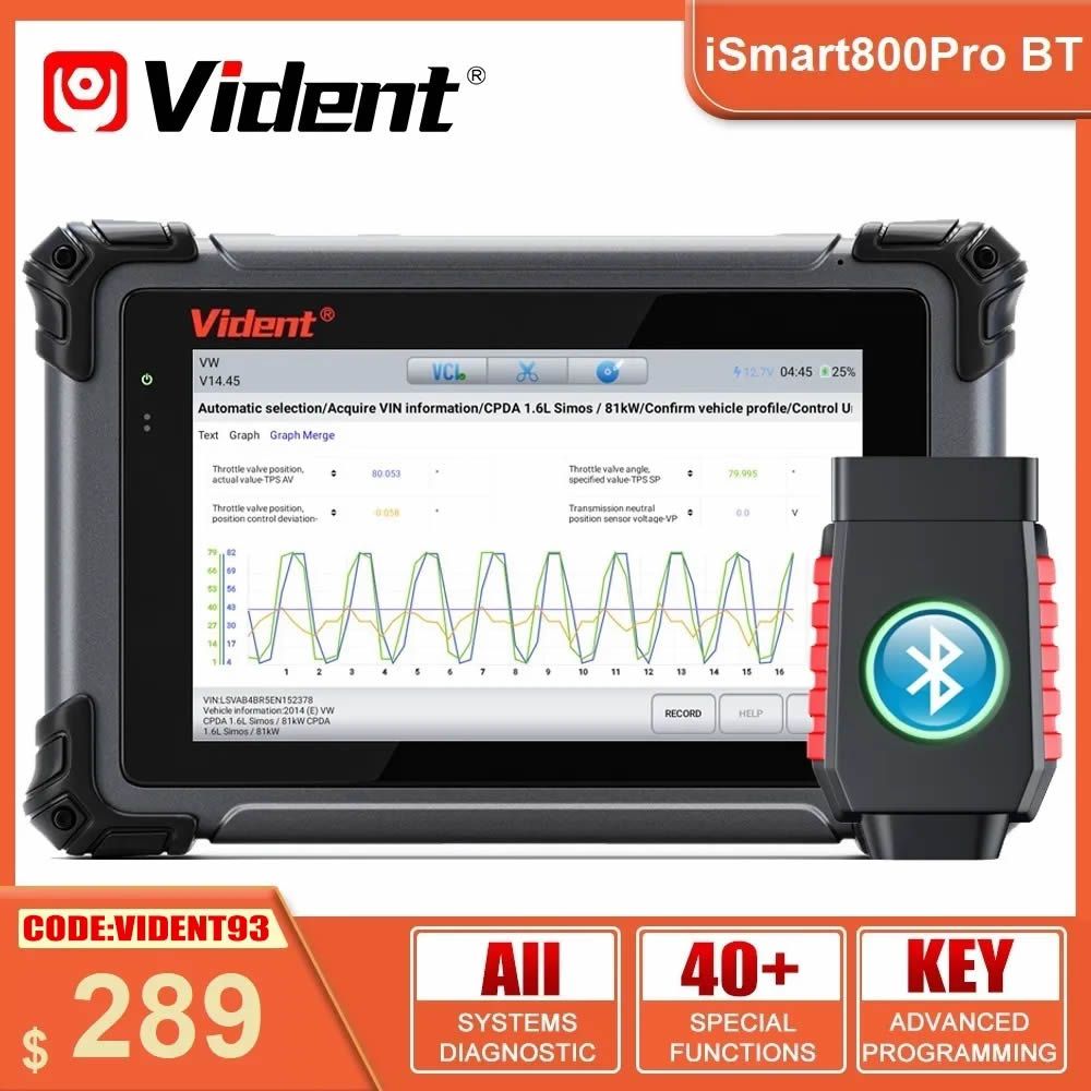 Vident iSmart800Pro BT OBD2 Bluetooth Auto Diagnose Tools 40 Reset Funktion Key Programmer Aktiver Test Auto Scan Online Updates