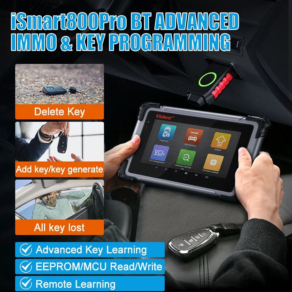 Vident iSmart800Pro BT OBD2 Bluetooth Auto Diagnose Tools 40 Reset Funktion Key Programmer Aktiver Test Auto Scan Online Updates