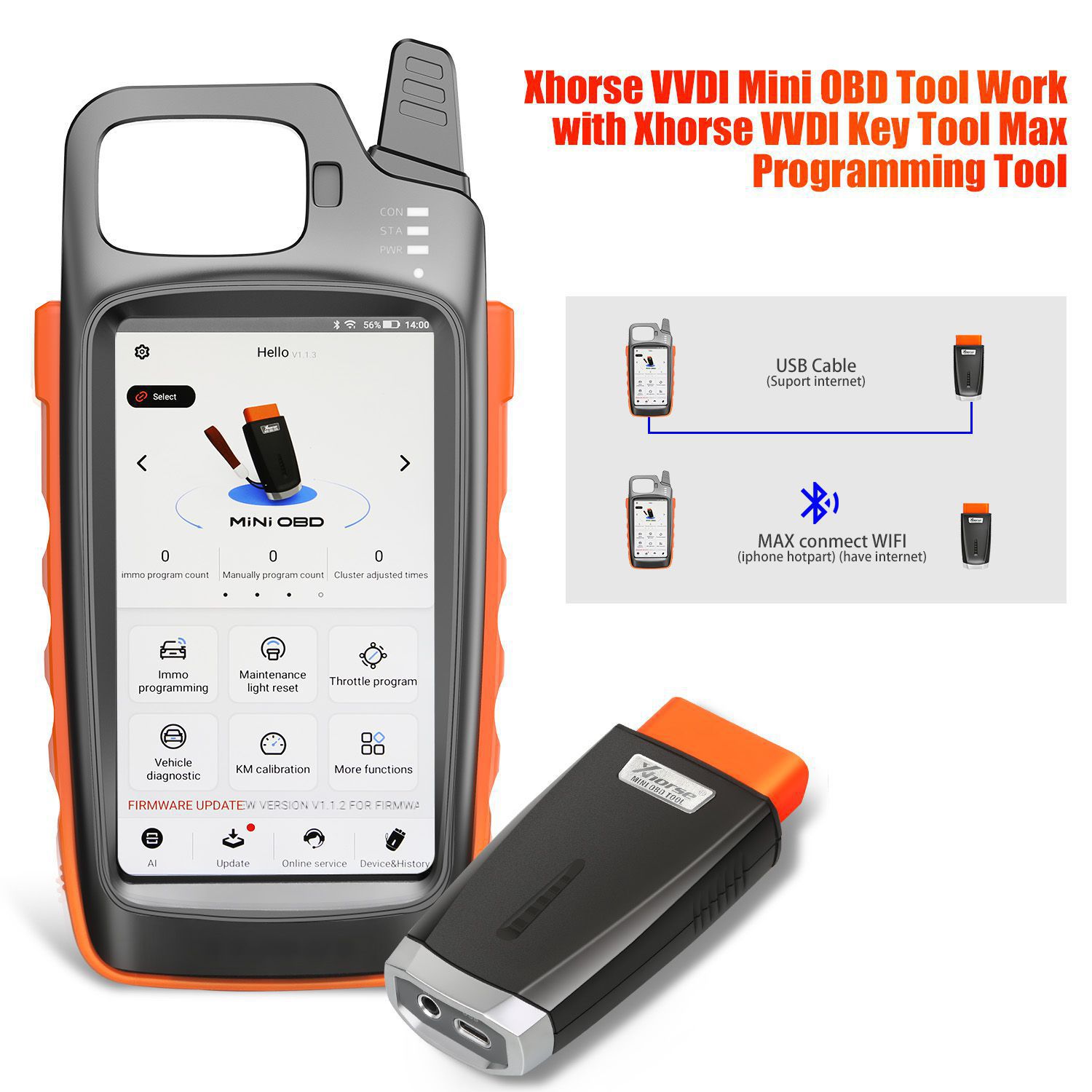 VVDI Mini OBD Tool Work for Xhorse VVDI Key Tool Max