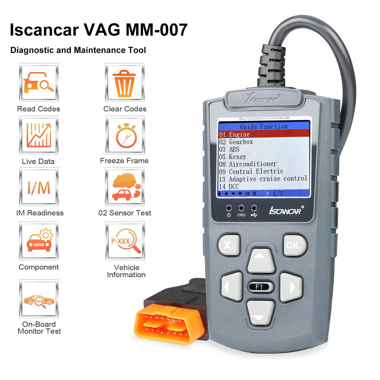 Xhorse Iscancar VAG-MM007 Diagnose- und Wartungswerkzeugunterstützung Offline Refresh für VW, Audi, Skoda, Seat und MQB Kilometerkorrektur