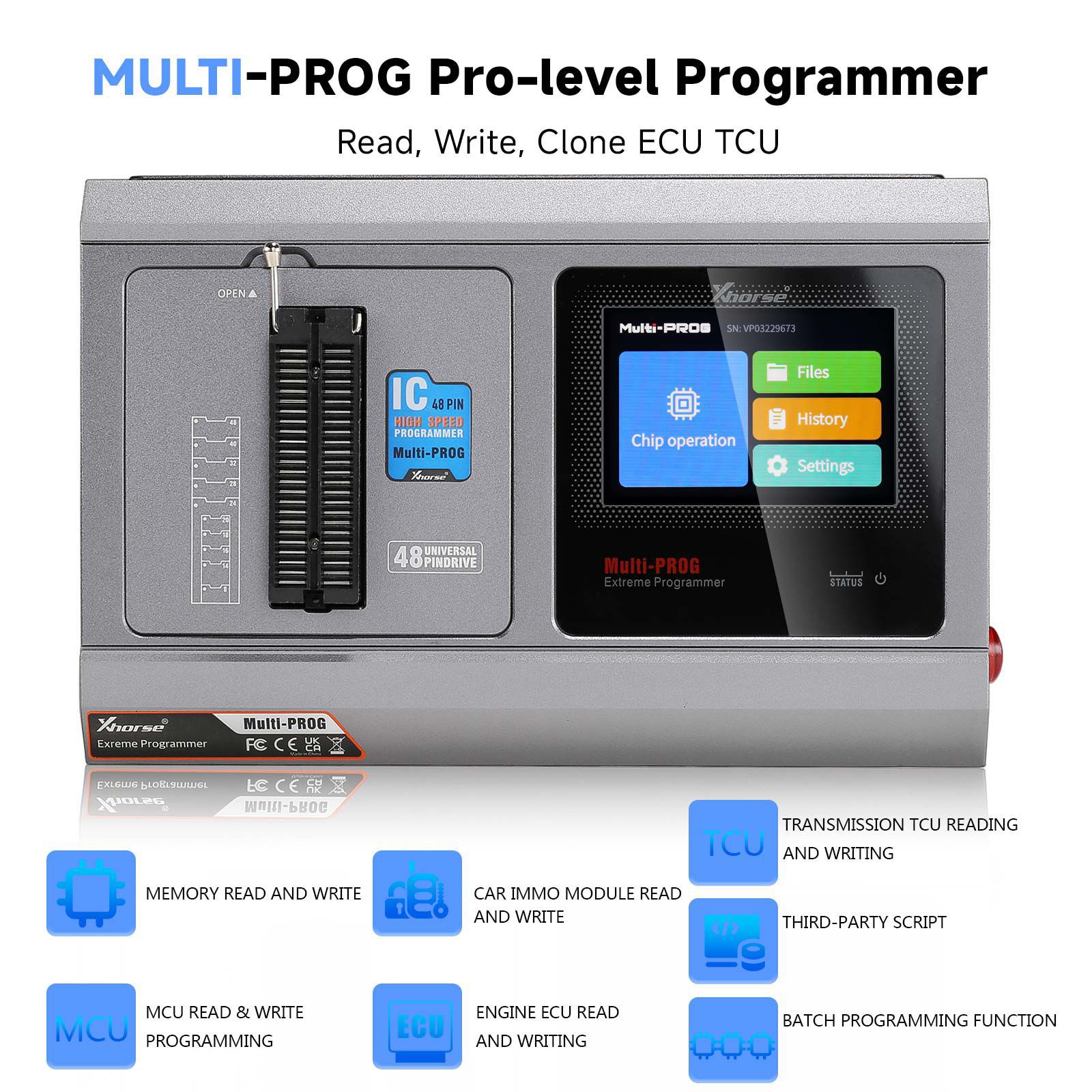 2023 Xhorse Multi-Prog Programmierer Pro-Level ECU TCU Programmierer mit kostenloser MQB48 Lizenz Update Version von VVDI Prog