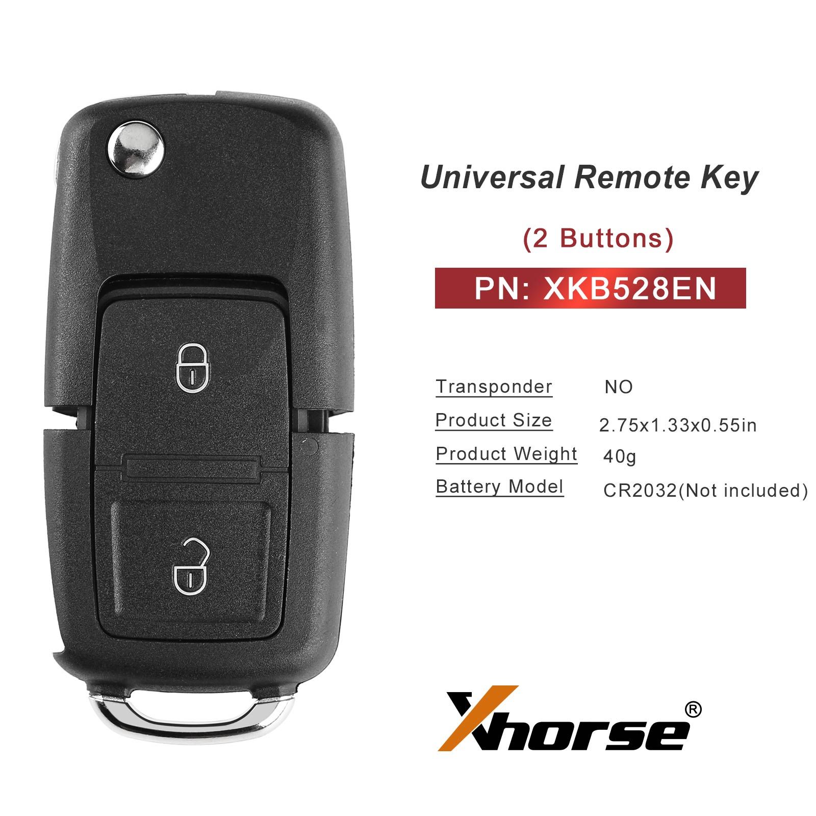 XHORSE XKB528EN B5 Style Two Buttons Folding Key Second Generation Universal Remote 5pcs/lot