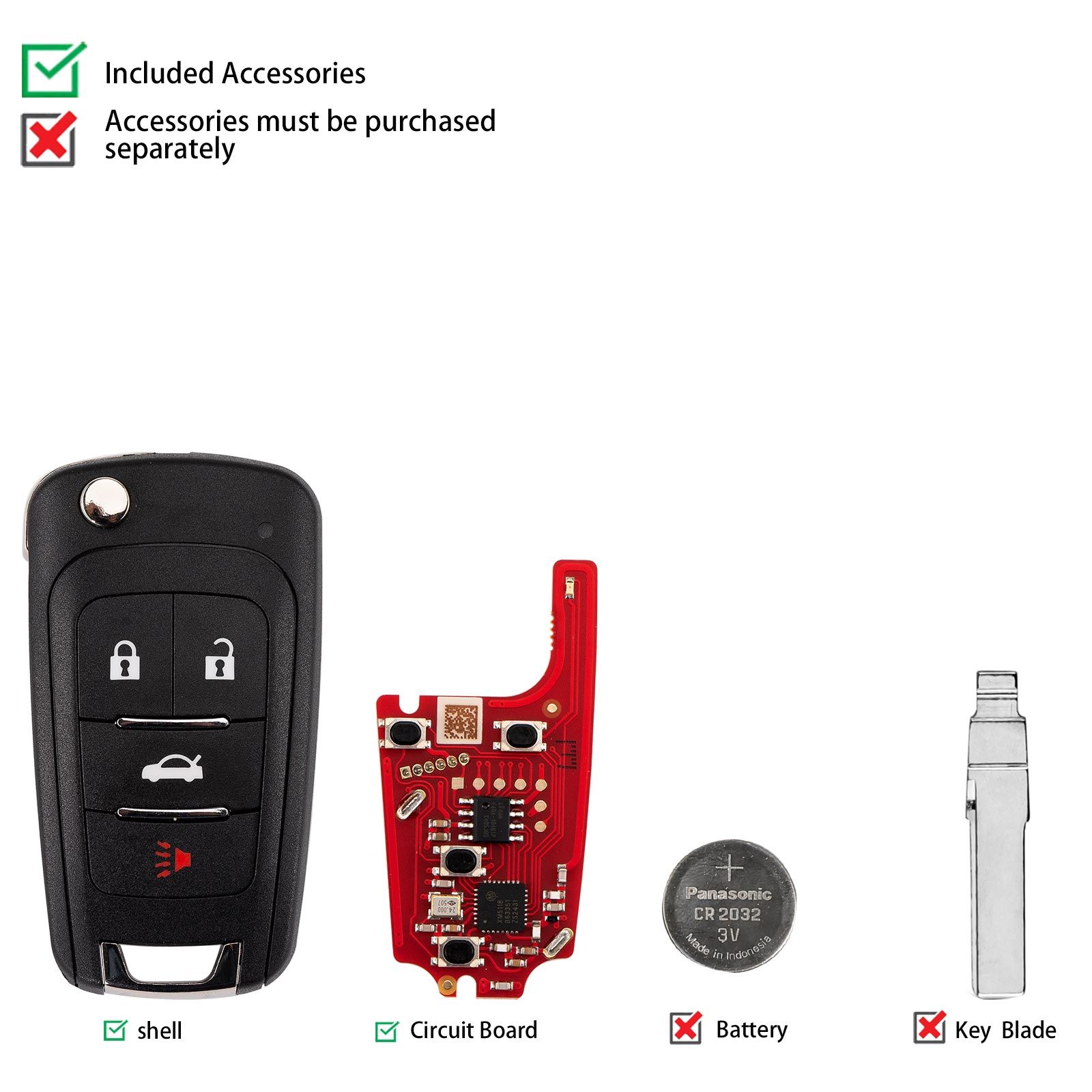 XHORSE XKBU21EN for Buick Models Foldable 4 Buttons Second Generation Wired Remote 5pcs/lot