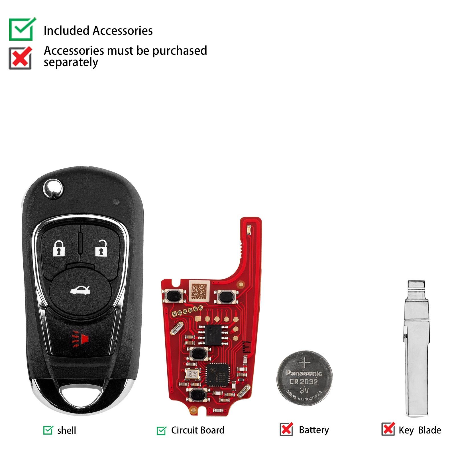 XHORSE XKBU22EN for Buick Model (Foldable 4 Buttons) Second Generation Wired Remote 5pcs/lot