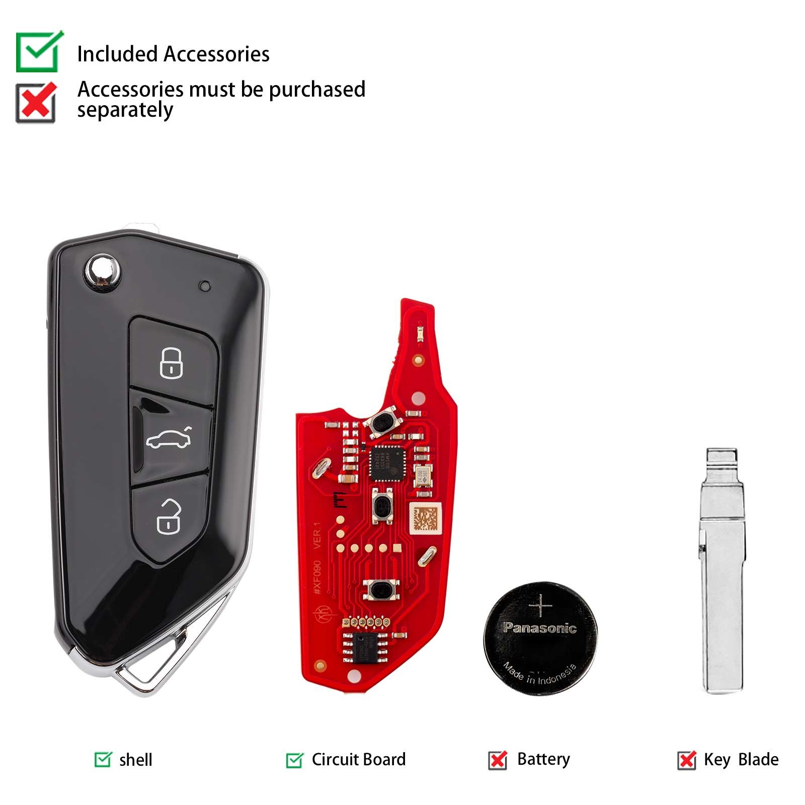 2025 XHORSE XKGA83EN Second Generation All Black Buttons GAO8 Style Universal Wired Remote 5pcs/lot