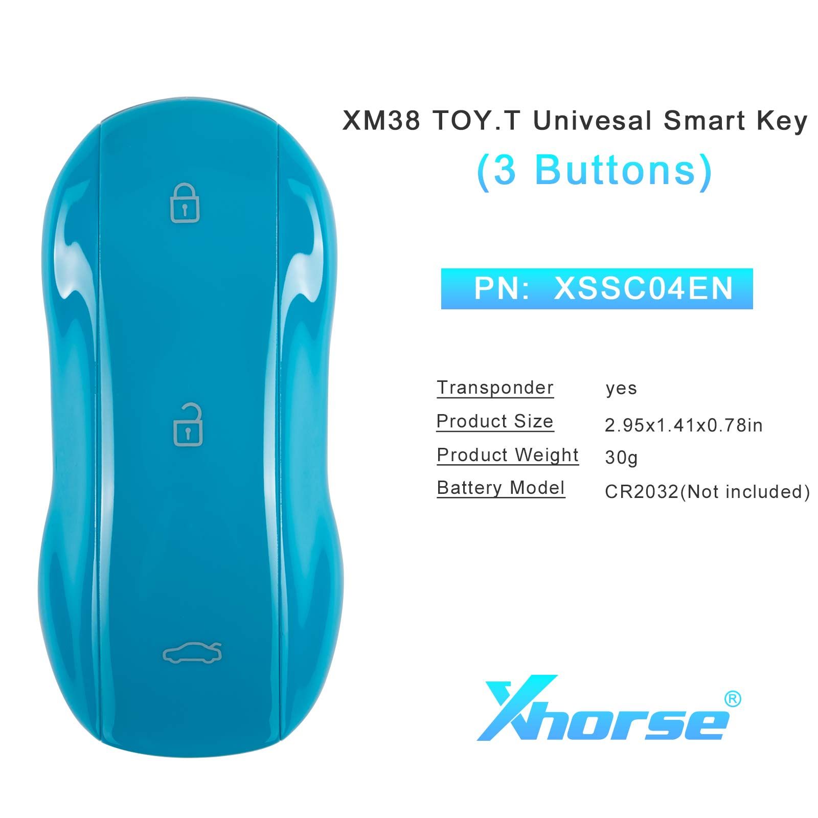 XHORSE XSSC24EN XM38 TOY.T Univesal Smart Key 3 Buttons Supercar Style Miami Blue Color 5pcs/lot