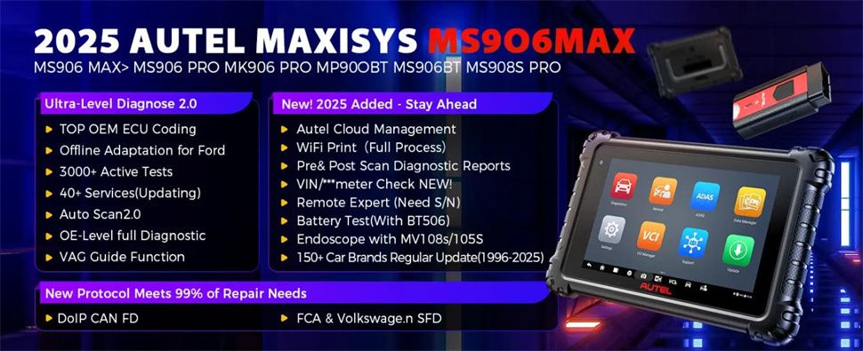Autel Maxisys MS906 Max Diagnosescanner Fortgeschrittene ECU-Codierung 40+ Reset-Dienste