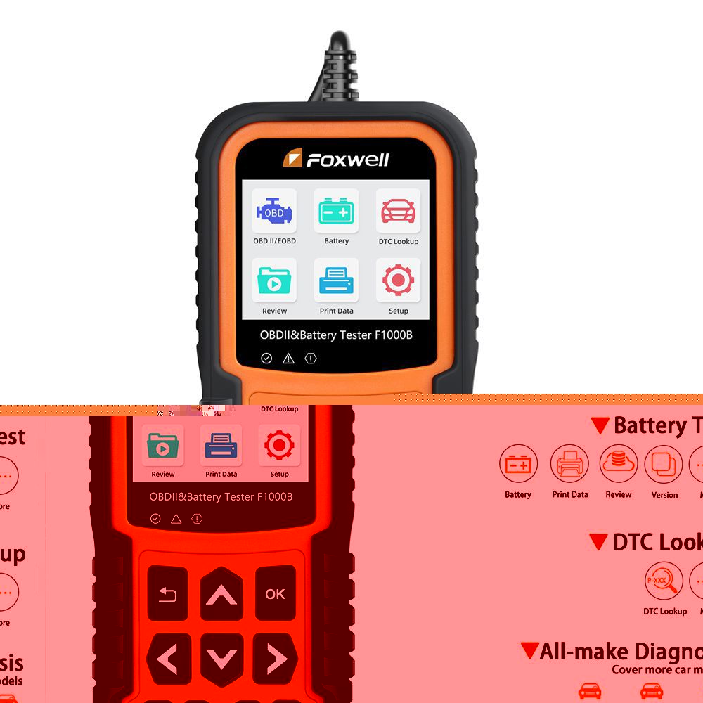 Foxwell F1000B CAN OBDII/EOBD Code Reader & Battery Tester 2 in 1