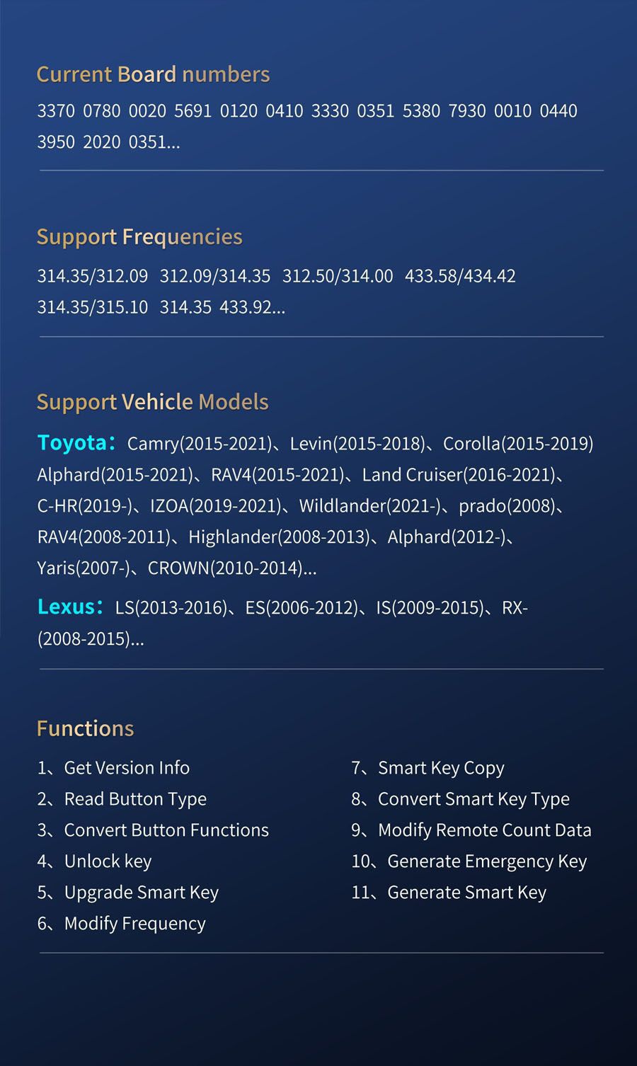 Lonsdor LT20 8A+4D Toyota Lexus Smart Key Convert Smart Key Typ Frequenz ändern