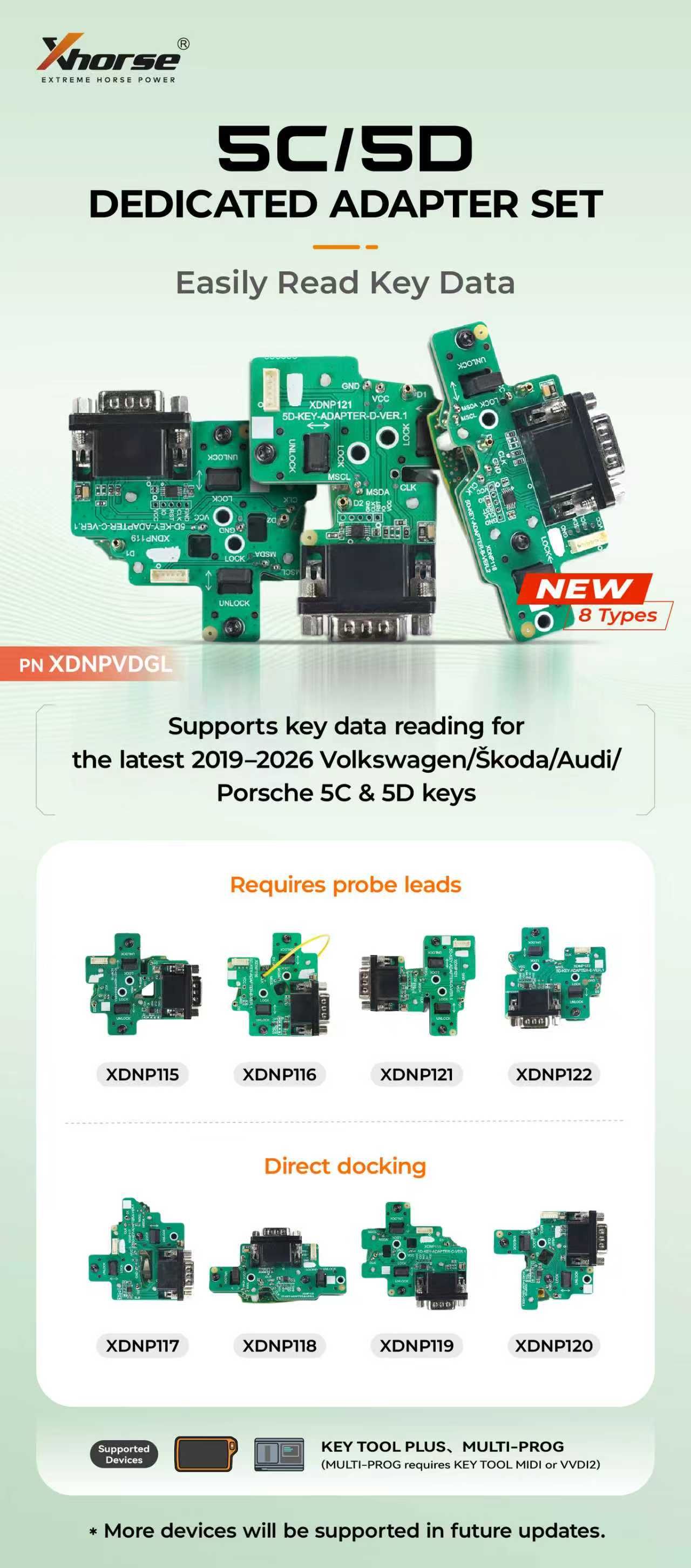 Xhorse XDNPVDGL MQB 5C/5D Dedicated Adapter Set arbeiten mit Key Tool Plus, Multi Prog