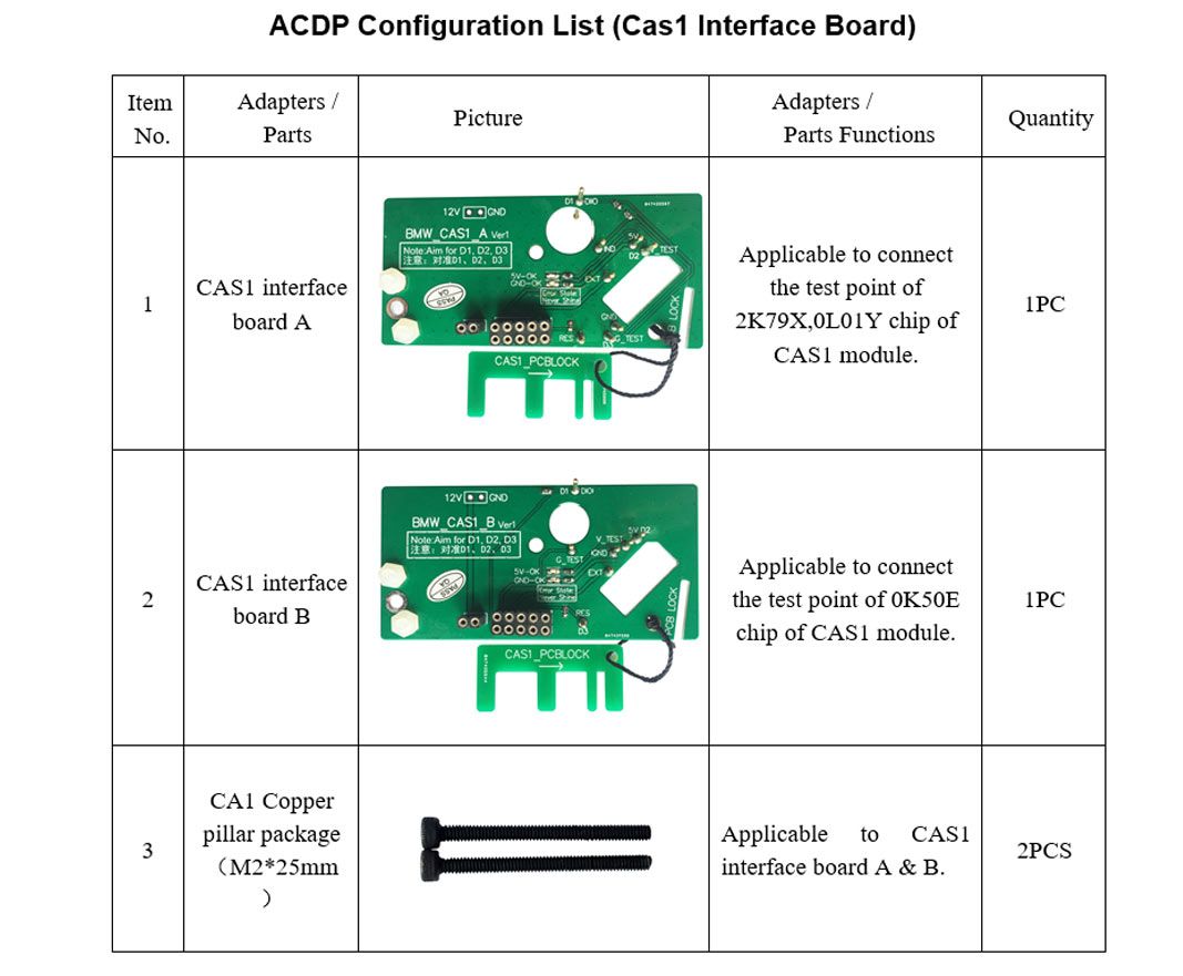 Yanhua ACDP BMW CAS1 Schnittstellenplatte