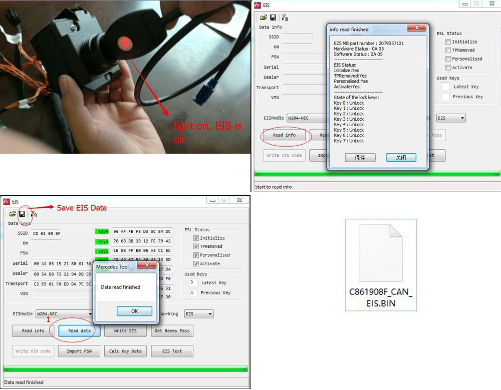 2009 -2013 MB BGA Key Read EZS PW and Write ESL Tool for repair store