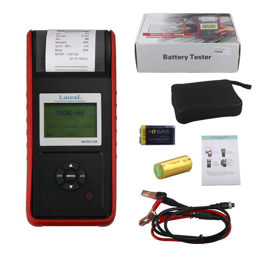 AUGOCOM MICRO -568 Battery Tester Akkuleitung & Elektrischer Systemanalysator mit Drucker