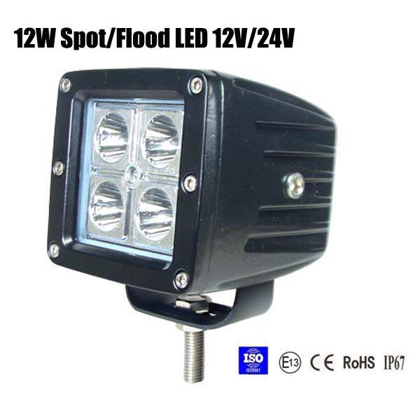 12W Spot /Flood LED Work Light OffRoad Jeep Boat Truck IP67 12V 24V