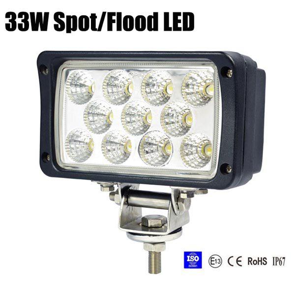 33W Spot /Flood LED Work Light OffRoad Jeep Boat Truck IP67 12V 24V Weiß