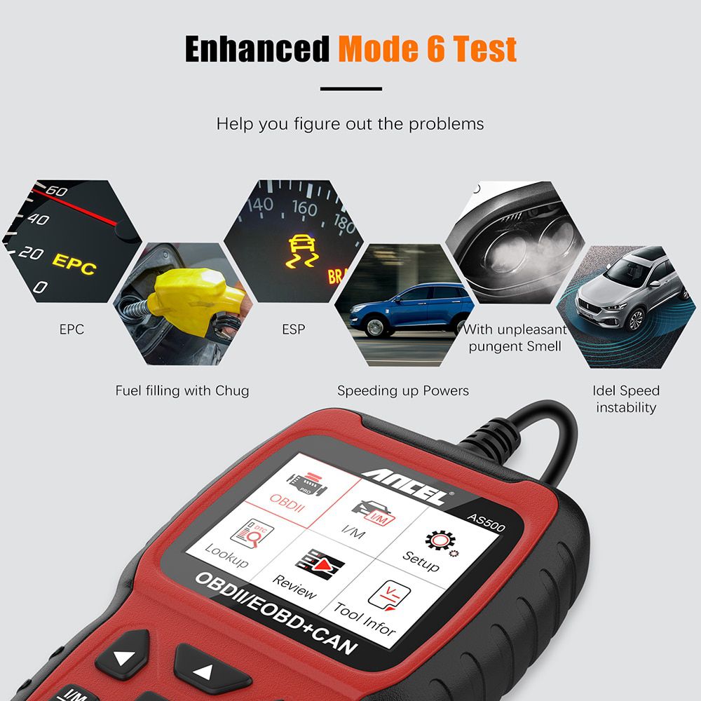 ANCEL AS500 OBD2 Automotive Scanner Professional Code Reader Auto Diagnose Tool Check Engine Mehrsprachige Multibrand Diagnose