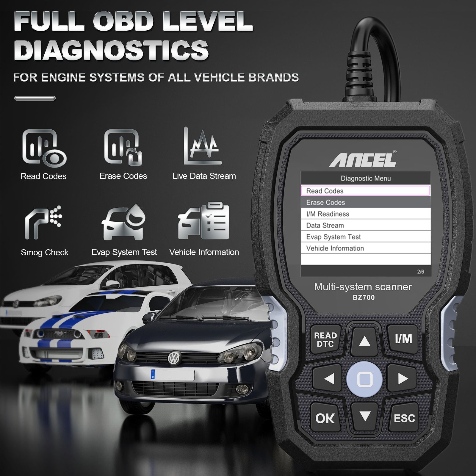 ANCEL BZ700 OBD2 Scanner für Mercedes Benz All System ABS SRS Airbag SAS TPMS Zurücksetzen Auto Diagnose Tool Motor OBD Code Reader