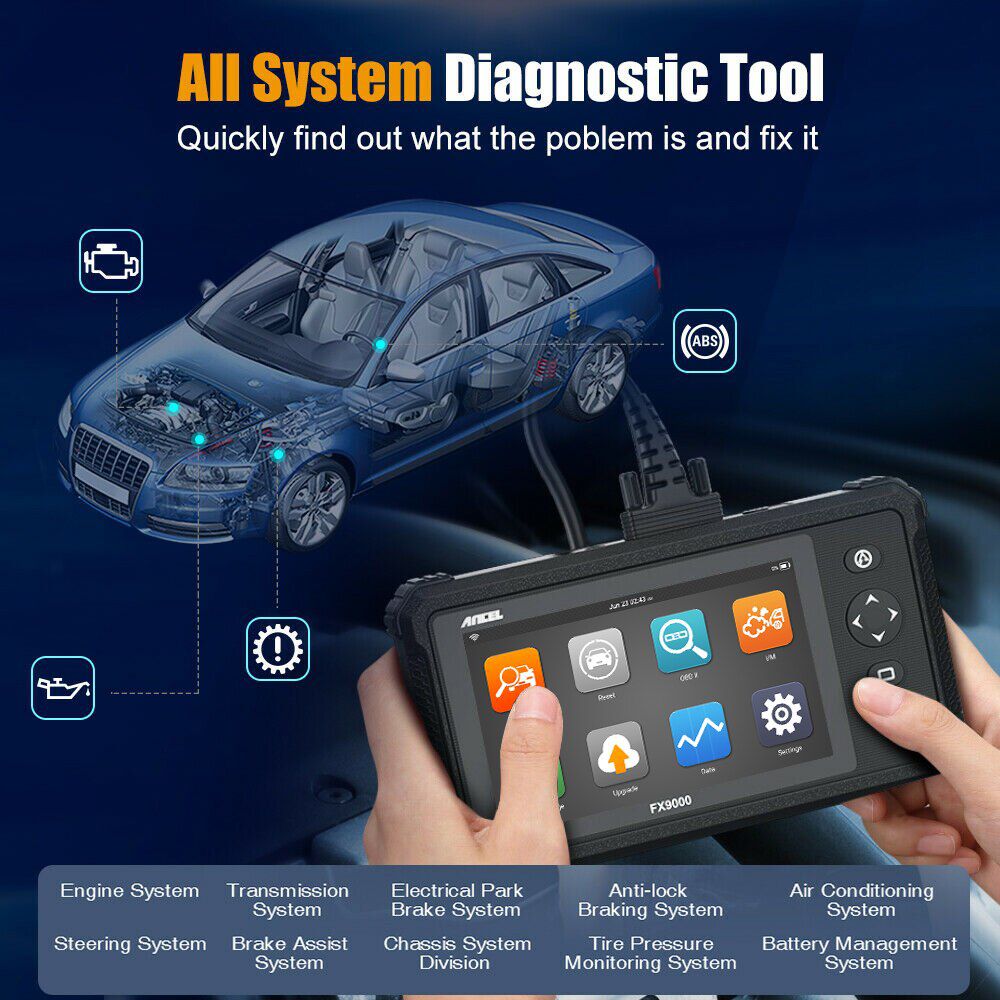 Ancel FX9000 OBD2 Automobilscanner Professionelle OBD 2 Auto Werkzeuge Alle System SRS TPMS TPS DPF IMMO Zurücksetzen ODB2 Diagnosewerkzeug