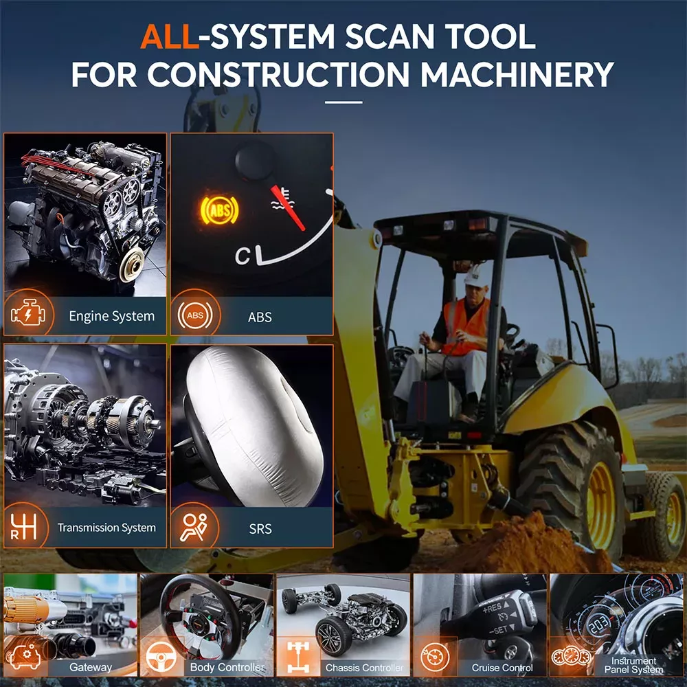 ANCEL HD3600 Construction Machinery Scan Tool D-P-F Full System Heavy Duty Truck Scanner Tools for Caterpillar/Komatsu/Volvo