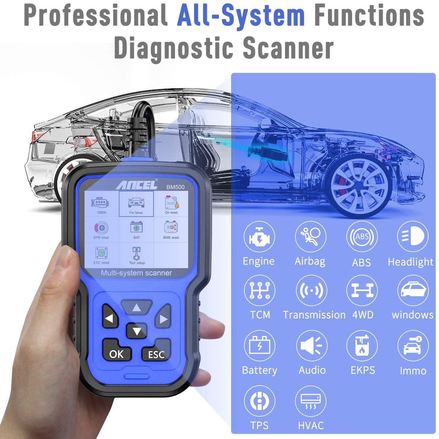 ANCEL BM700 Full System Diagnostic Tool OBD2 Scanner Injector Coding EPB SAS Airbag ABS Oil Reset Automotive Code Reader For BMW