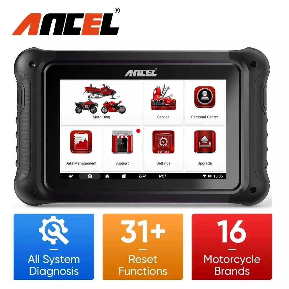 ANCEL MT700 OBD2 Motorrad Scanner Vollsystem Diagnose Werkzeug Öl Rest ABS Blutung ECU Coding Aktiv Test für Motorrad