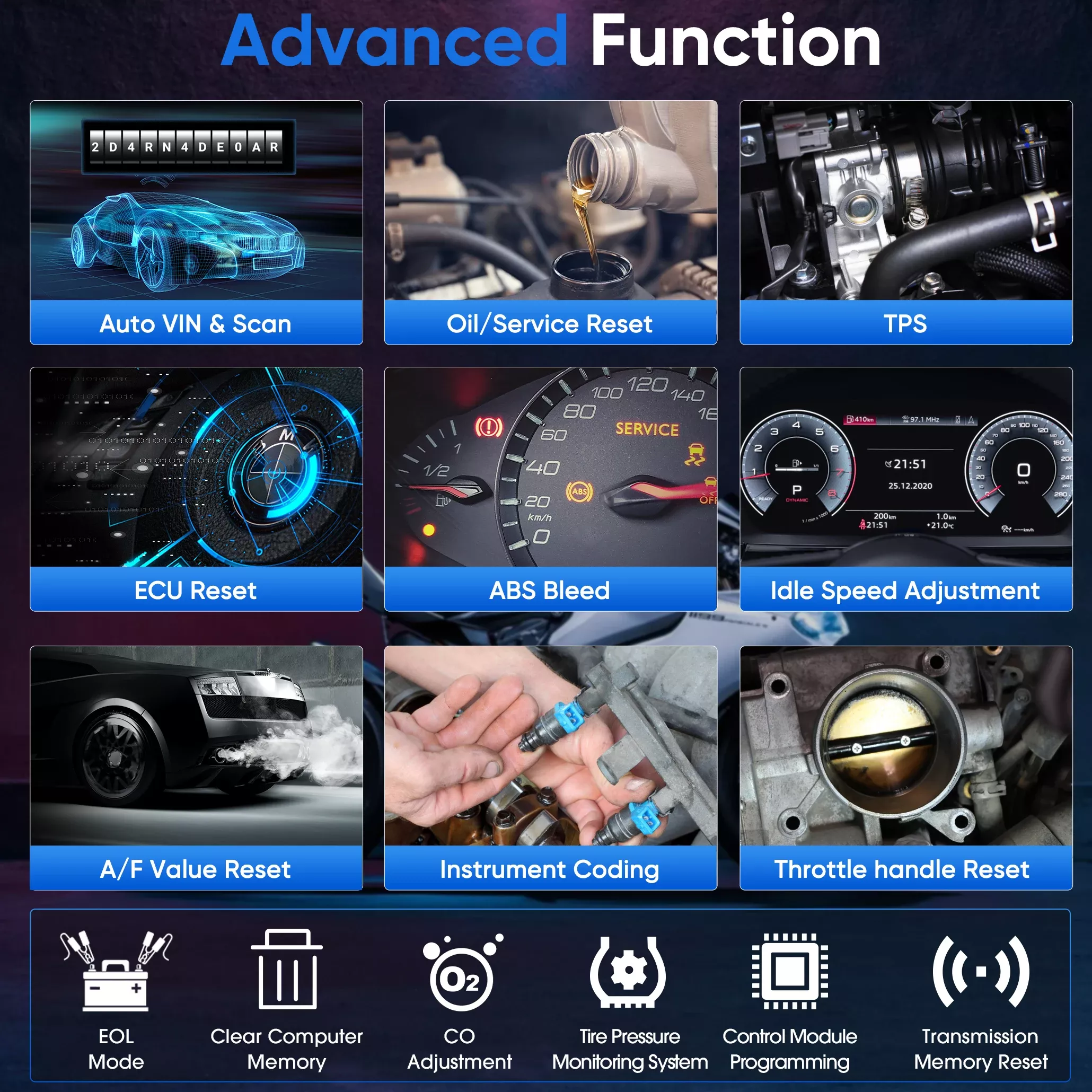 ANCEL MT700 OBD2 Motorrad Scanner Vollsystem Diagnose Werkzeug Öl Rest ABS Blutung ECU Coding Aktiv Test für Motorrad
