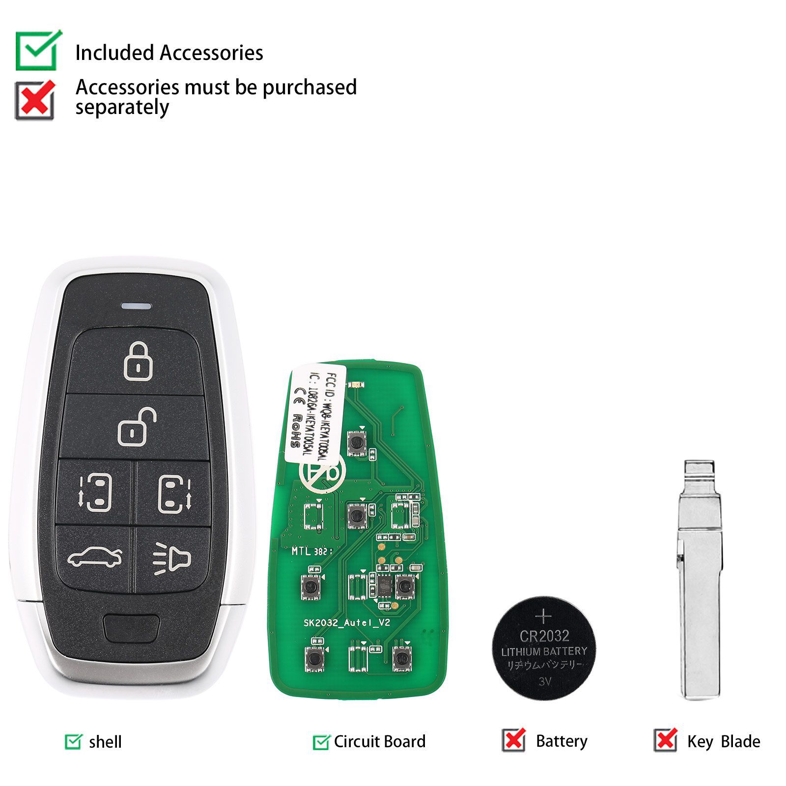 AUTEL IKEYAT006BL 6 Tasten Unabhängige Universal Smart Key 5pcs/lot