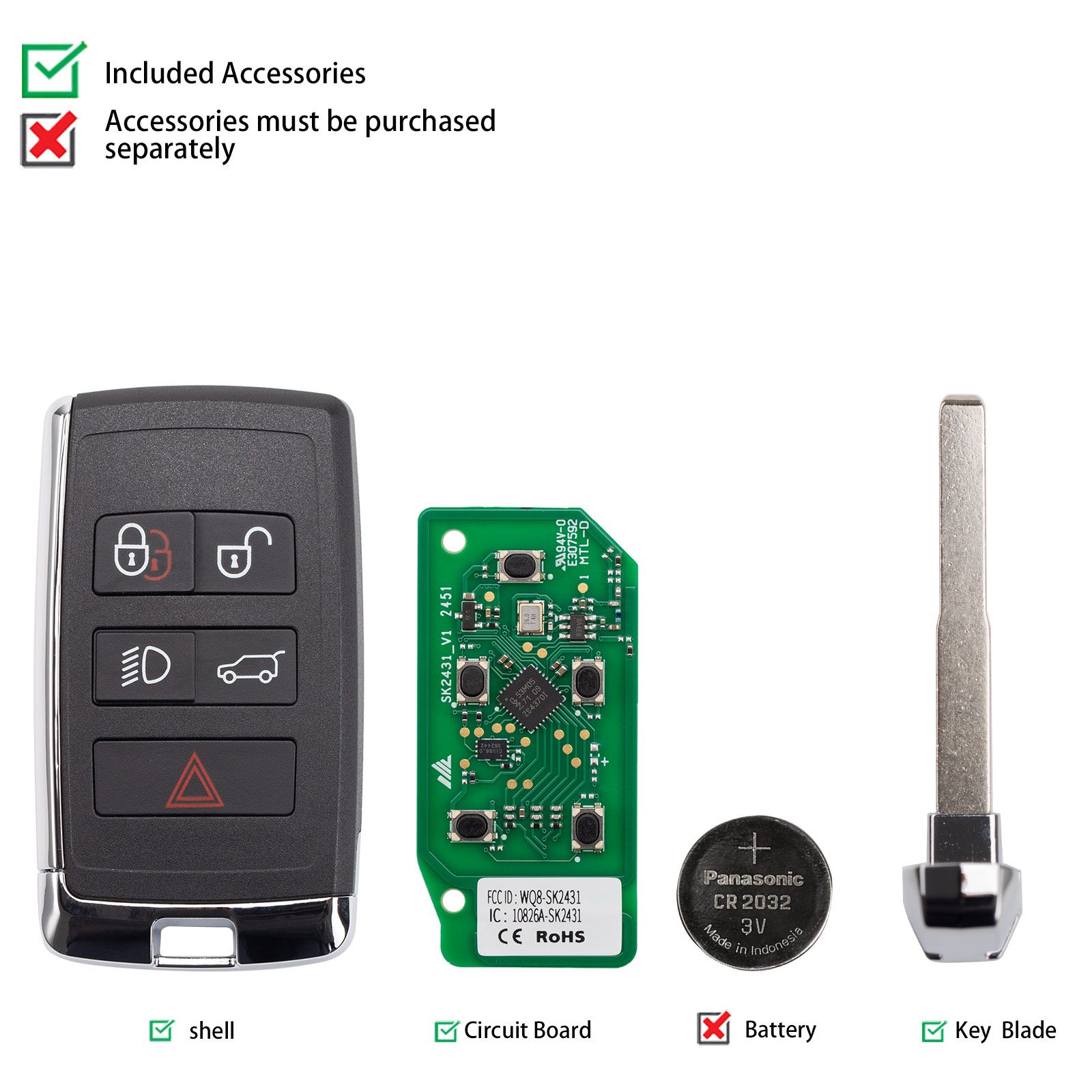 Autel IKEYLR005AL Land Rover Style Smart Key 315/433 MHz 5 Buttons 5pcs/lot