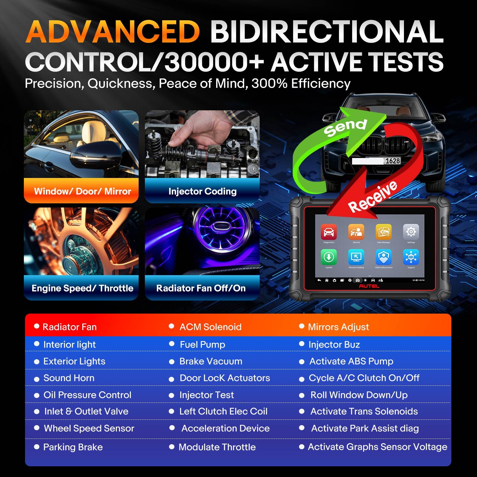 2025 Autel MaxiCOM MK900BT MK900-BT Bidirectional Diagnostic Scanner Update of MX900 MK808BT MK808S CAN-FD&DOIP