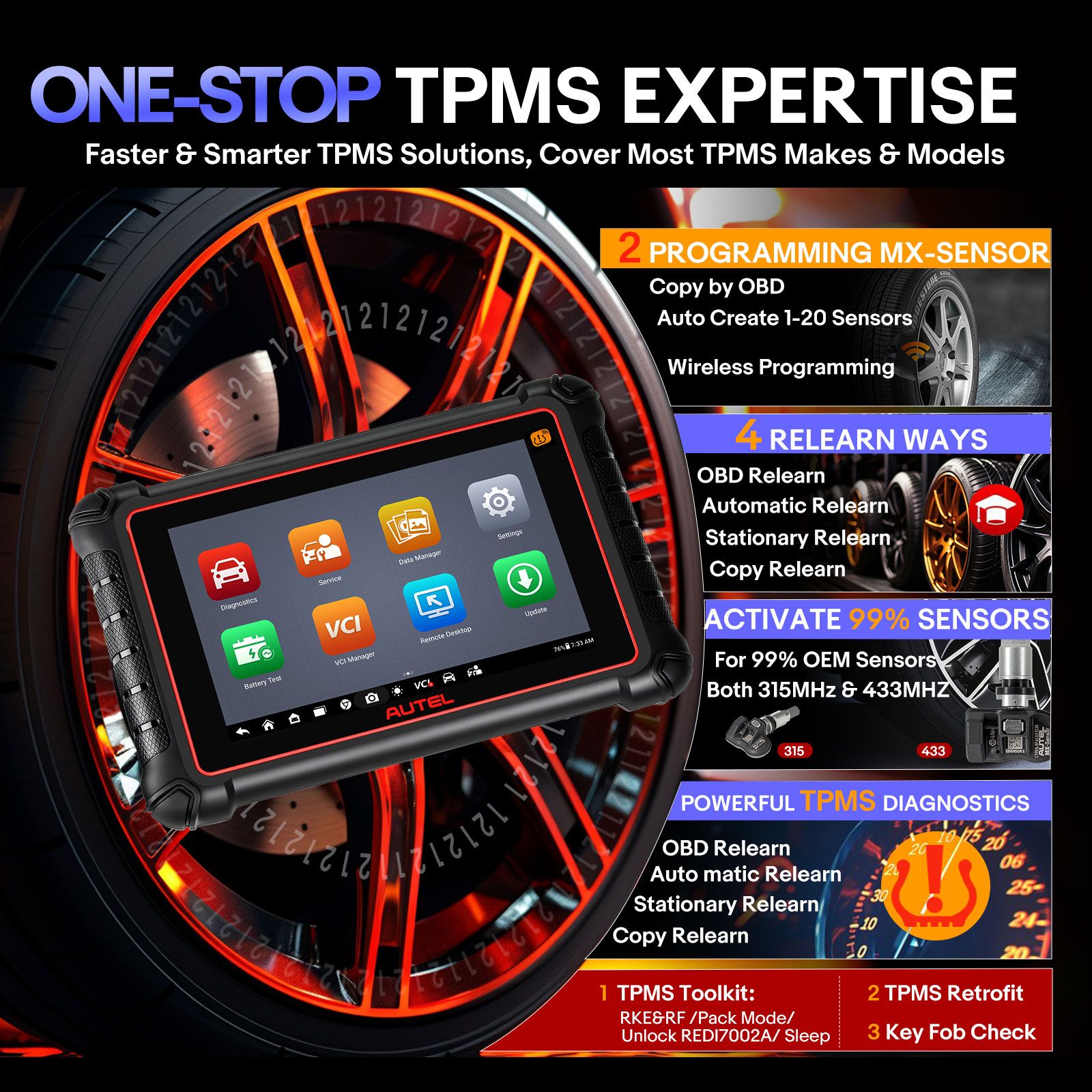Autel MaxiCOM MK900TS MK900-TS Wireless TPMS Diagnostic Scanner with Android 11 Support DoIP/CAN FD Protocols and 40+ Services Upgraded of MK808TS