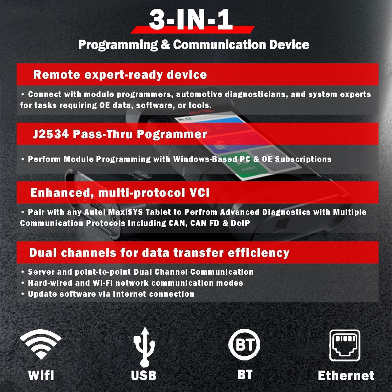 2024 Autel MaxiFlash XLink J2534 Tool Remote Expert ECU Programmiergerät Arbeit mit PC, Handy und Autel Ultra, MS919, MS909