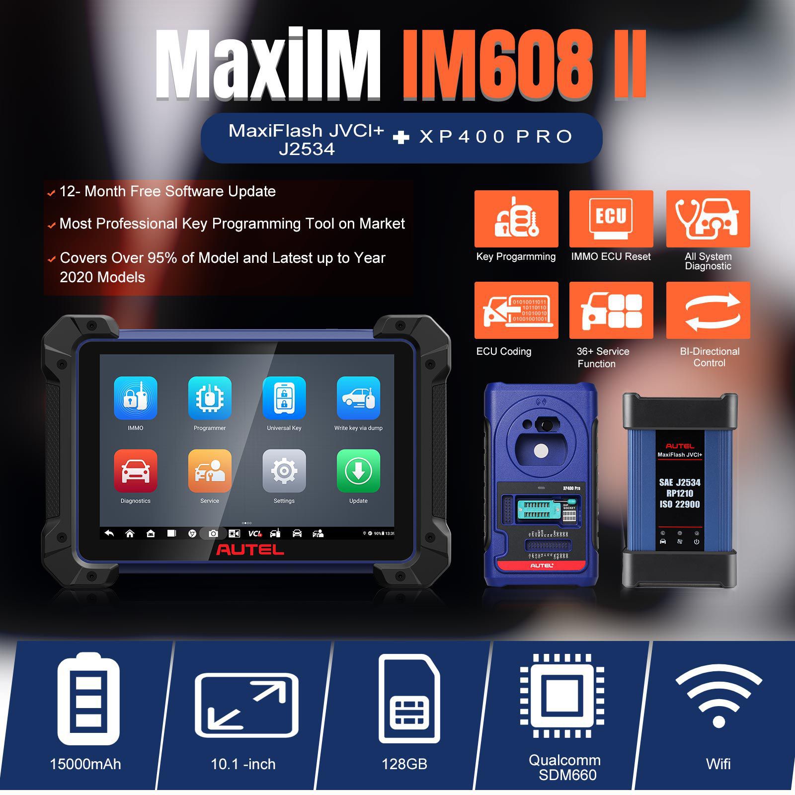 2023 Autel MaxiIM IM608 II (IM608 PRO II) Automotive All-in-One Schlüssel Programmierwerkzeug Keine IP-Beschränkung Erhalten Sie 2pcs Smart Key Uhr