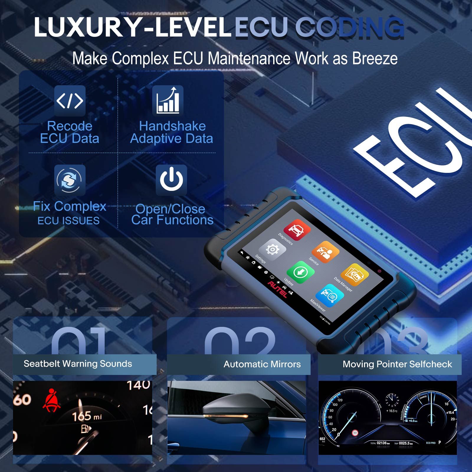 Autel MaxiPRO MP808S Bidirectional Scan Tool with ECU Coding Active Test 30+ Service functions Work with MV105/MV108 upgraded of MP808/ MP808BT/ MK808