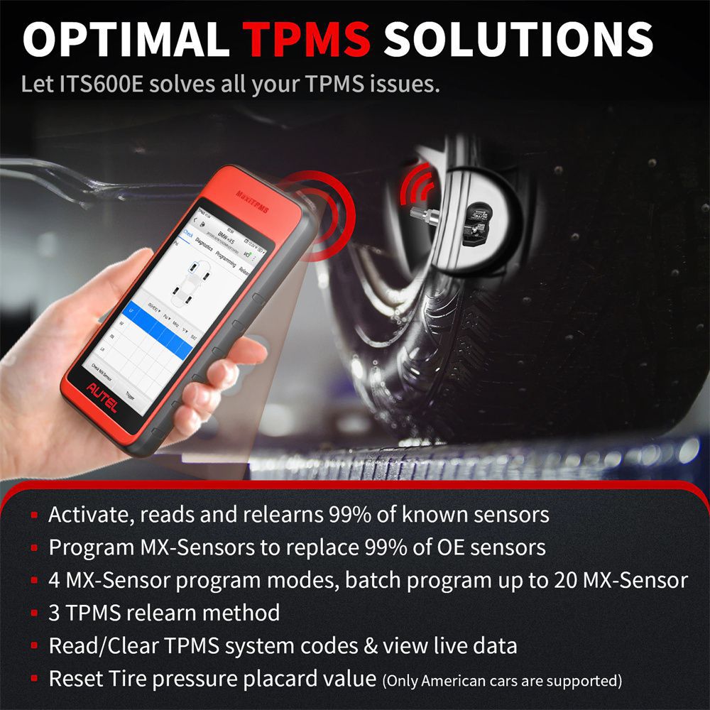 Autel MaxiTPMS ITS100E TPMS Relearn Tools TPMS Programmierwerkzeug Aktivieren/Relearn Alle Sensoren RDKS Diagnose 4 Reset Funktionen