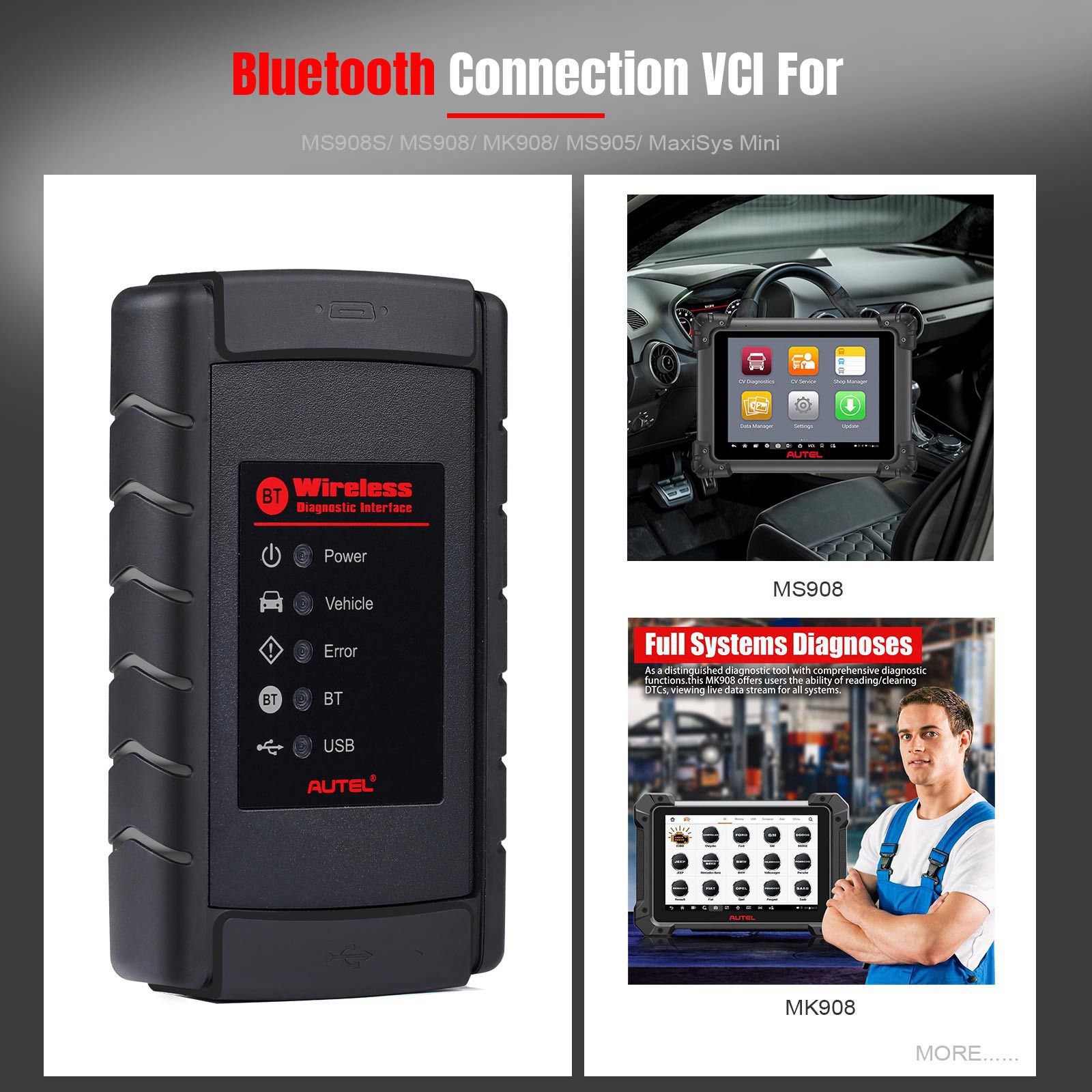 Original Autel VCI Bluetooth Adapter Drahtlose Diagnose Schnittstelle Bluetooth Verbindung VCI Für MS908S/MS908/MK908/MS905/MaxiSys Mini